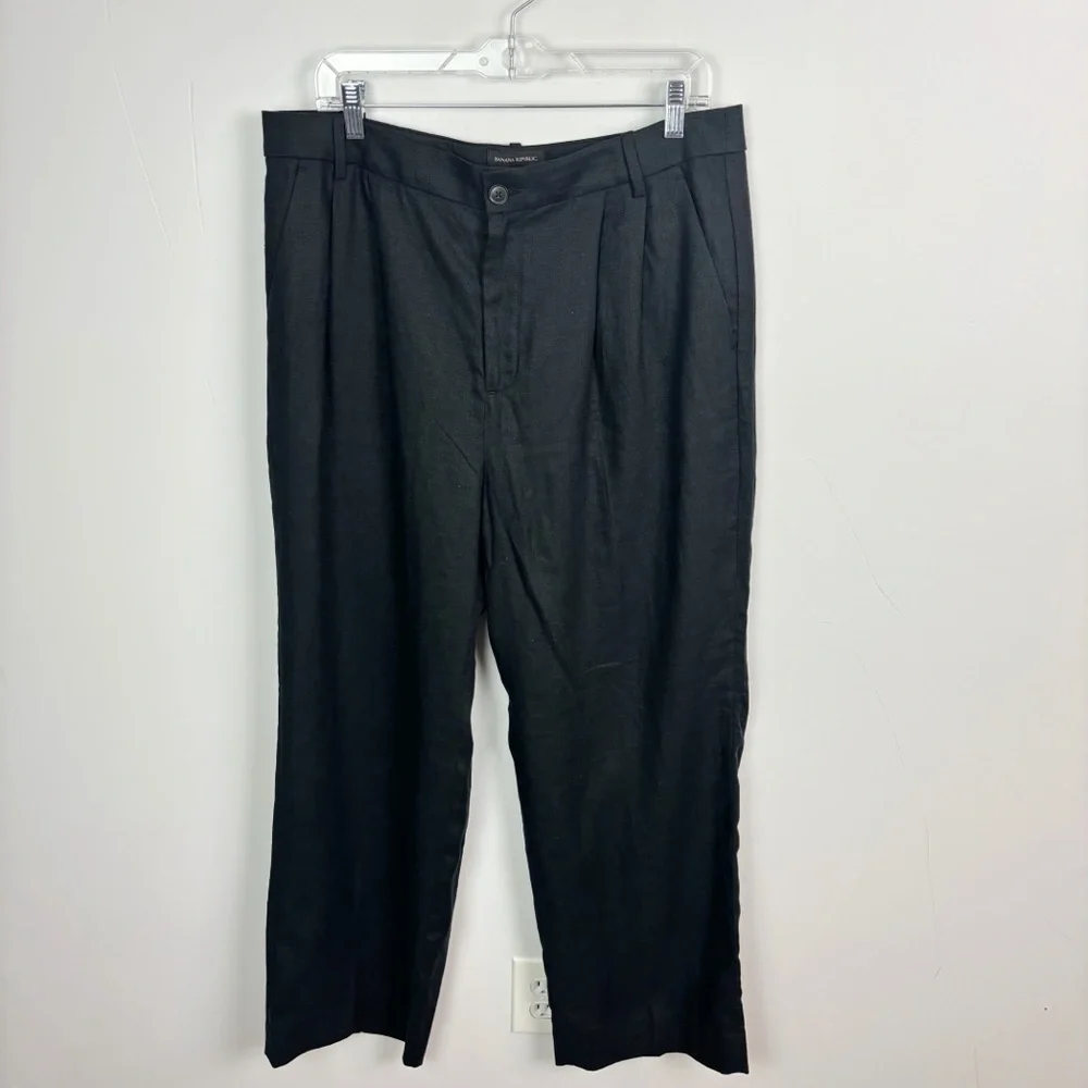 Banana Republic Palma Trouser Pants 100% Linen Black Size 14